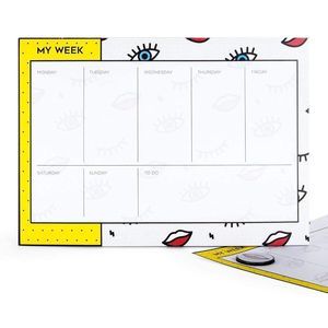 Wink Weekly Planner | 2 Magnets | Pop Art Eyes and Lips Print